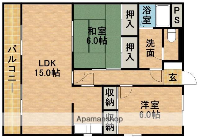 グレース蜆塚(2LDK/3階)の間取り写真