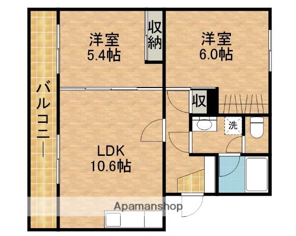 メディオ初生弐番館(2LDK/3階)の間取り写真
