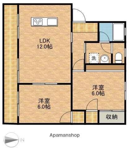 サンフラワーⅢ(2LDK/3階)の間取り写真