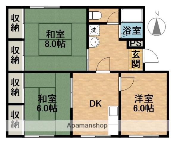 ユニハイツⅠ(3DK/2階)の間取り写真