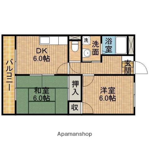 SURPLUS楓(2DK/2階)の間取り写真