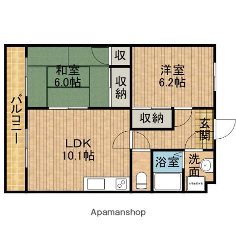 アイリス(2LDK/1階)の間取り写真