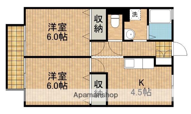 竹富ハイツ(2K/1階)の間取り写真