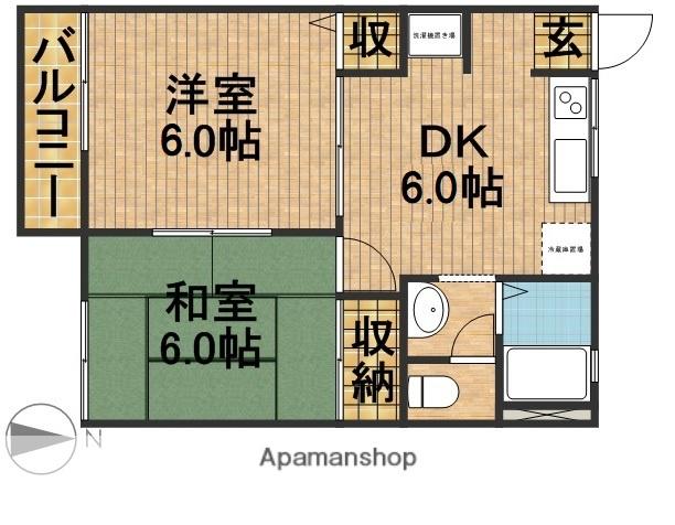 フレグランスあさひ(2DK/1階)の間取り写真