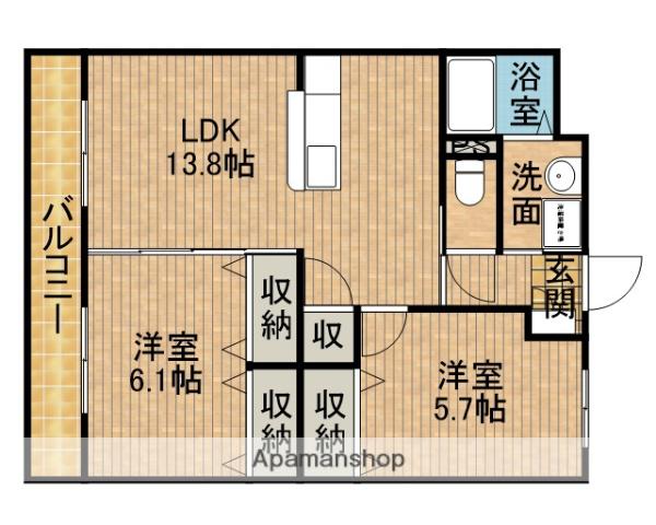 IBB6(2LDK/4階)の間取り写真