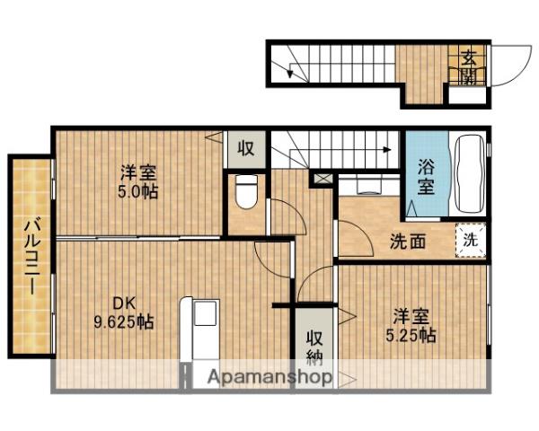 フォレストⅡ(2DK/2階)の間取り写真