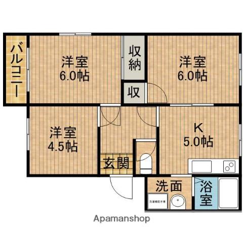 フレグランスC(3K/2階)の間取り写真