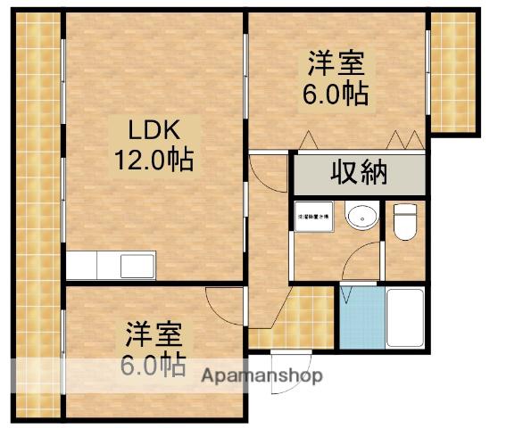 エステート半田山(2LDK/3階)の間取り写真