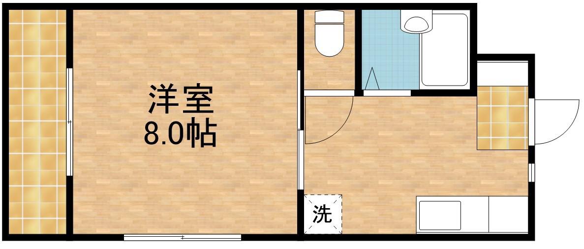 クレイドル(1DK/2階)の間取り写真