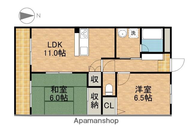 フェリス南平(2LDK/4階)の間取り写真