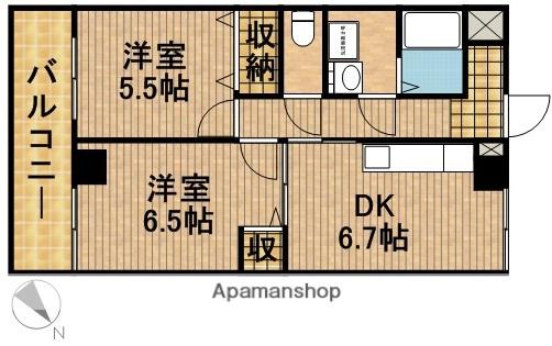 ティアラ植松(2DK/5階)の間取り写真