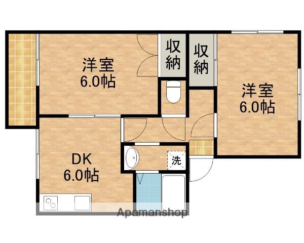 タウニィ鈴木A(2DK/1階)の間取り写真