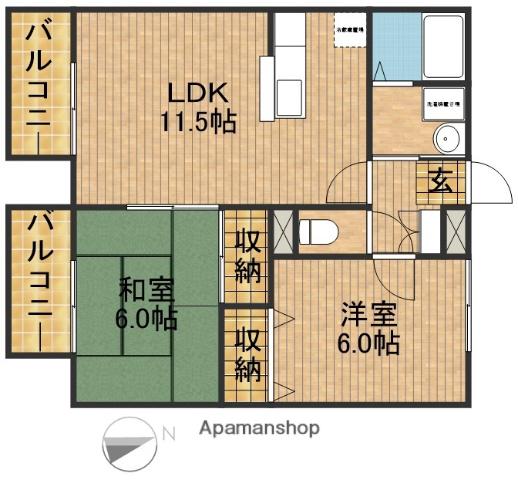 ヴィラコート(2LDK/1階)の間取り写真