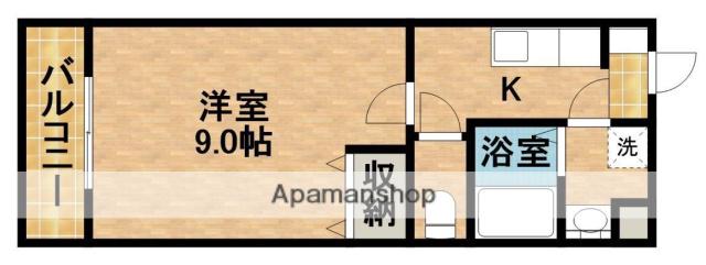 カウベルⅡ(1K/3階)の間取り写真