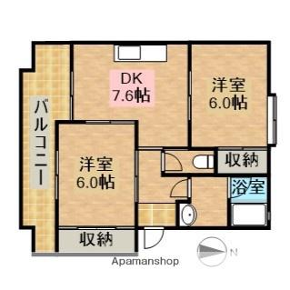 コーポフォーリーフA(2DK/2階)の間取り写真