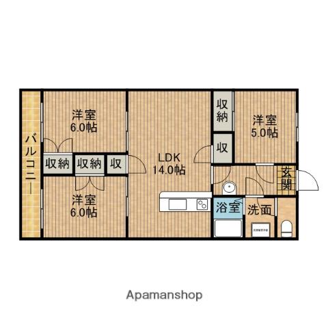 メゾンするが(3LDK/3階)の間取り写真