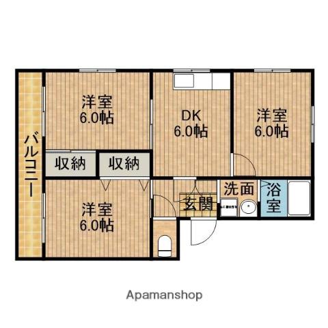 メゾンオーガスト(3DK/3階)の間取り写真