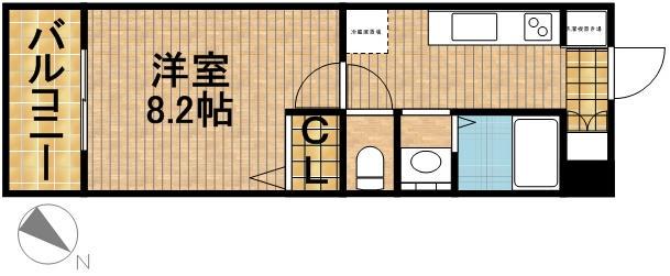 東海道本線 浜松駅 バス乗車時間：25分 高丘町農協バス停で下車 徒歩2分 4階建 築17年(1K/2階)の間取り写真