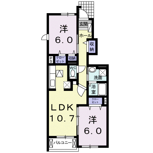 メゾンクレールⅡ(2LDK/1階)の間取り写真