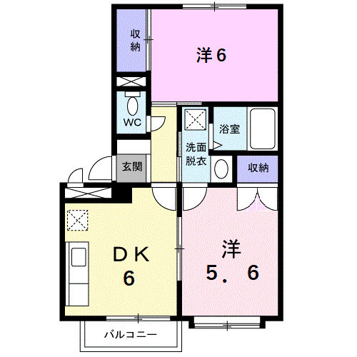 マリンハイツ(2DK/2階)の間取り写真
