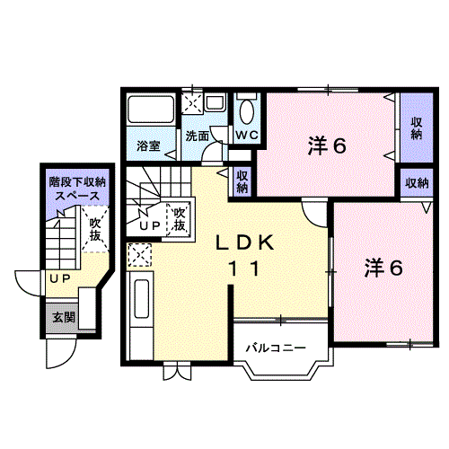 メゾン・スカイ・マムA(2LDK/2階)の間取り写真