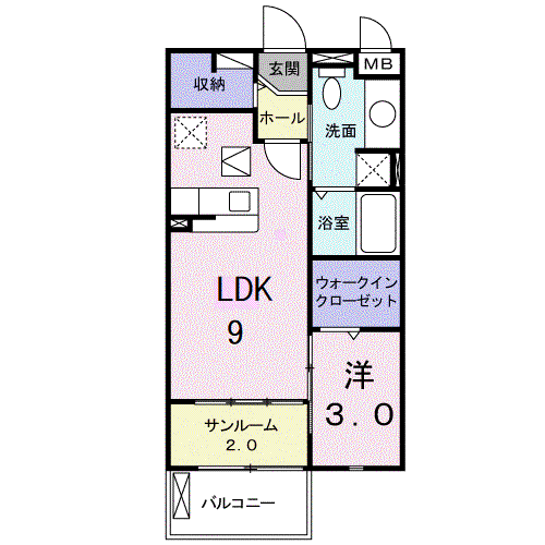 フローラミルト(1LDK/1階)の間取り写真