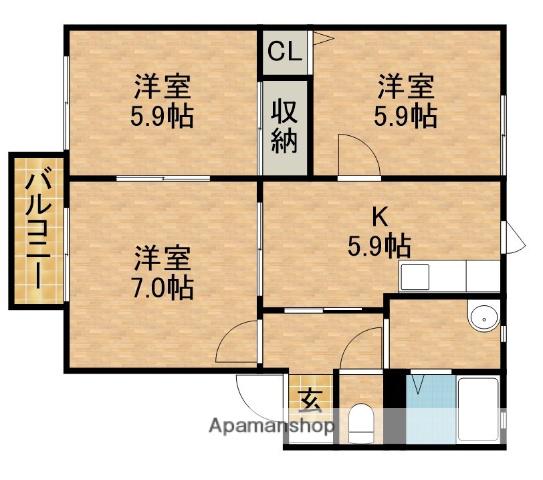 サングリーンオオタ A(3K/2階)の間取り写真