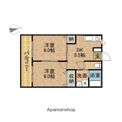 ドラゴンズ B(2DK/1階)の間取り写真