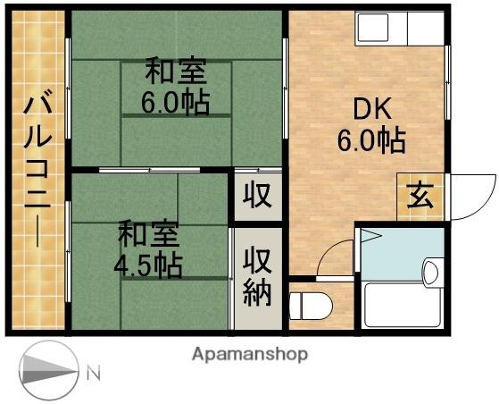 フォーブル本間(2DK/1階)の間取り写真