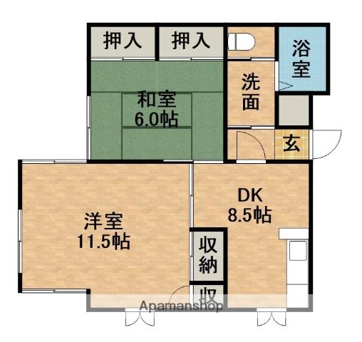 BLUE ROSEB(2DK/2階)の間取り写真