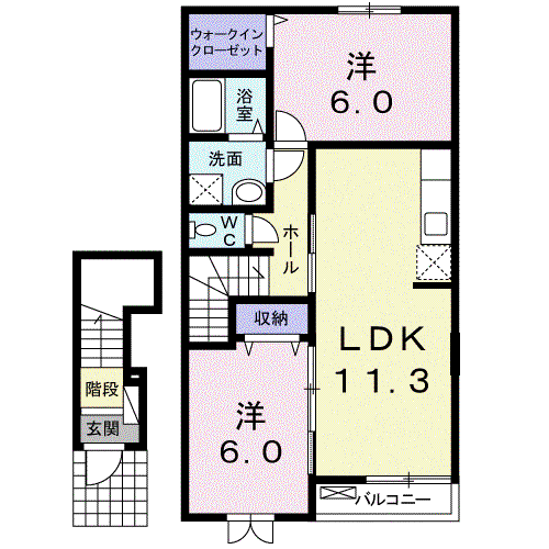 フレーシュ コリーヌ(2LDK/2階)の間取り写真