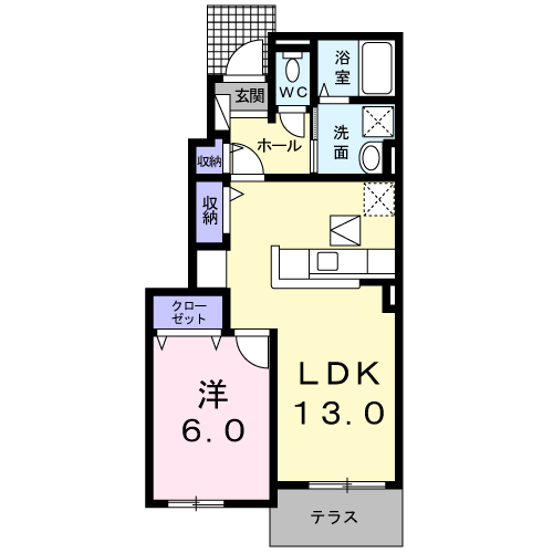 ラ フォリア(1LDK/1階)の間取り写真