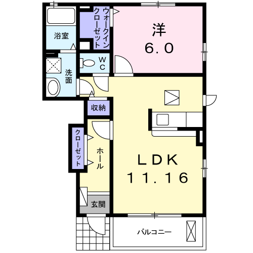 パラッツオ(1LDK/1階)の間取り写真