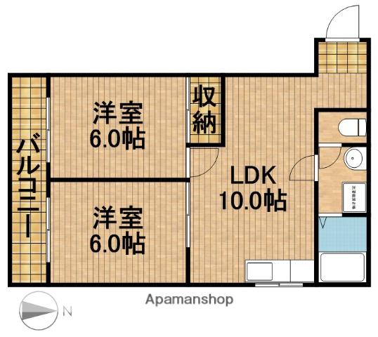 カトレアコーポ(2LDK/2階)の間取り写真