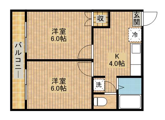 えいすうセゾンⅡ(2DK/2階)の間取り写真