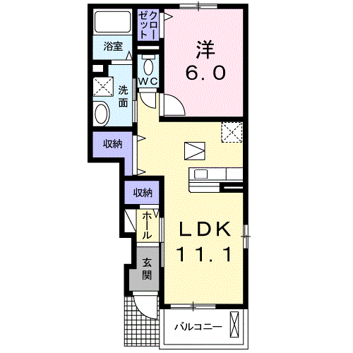 プログレス(1LDK/1階)の間取り写真