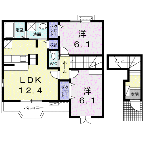 カーサエルモーサ(2LDK/2階)の間取り写真