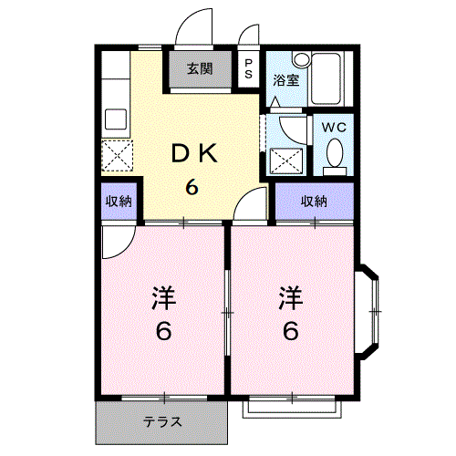 コーポ松本(2DK/1階)の間取り写真