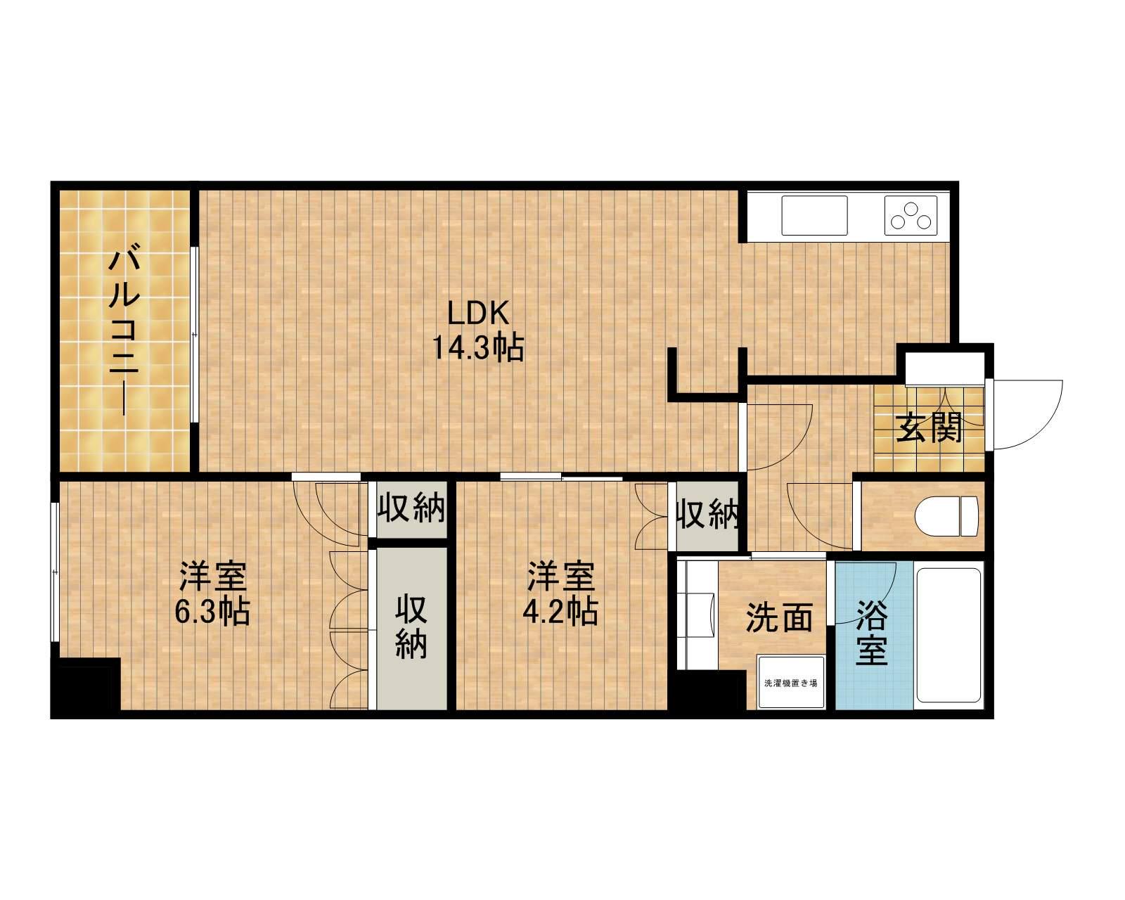 アートフォルム元城(2LDK/3階)の間取り写真