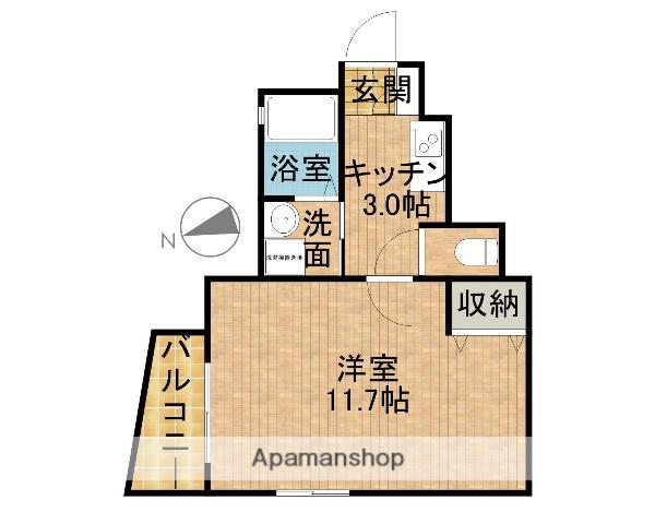ハピネス北田町(1K/2階)の間取り写真