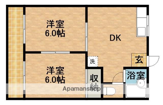 ルミエール(2DK/2階)の間取り写真