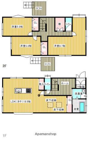 東海道本線 浜松駅 バス乗車時間：18分 グリーンタウンバス停で下車 徒歩3分 2階建 築34年(3LDK)の間取り写真