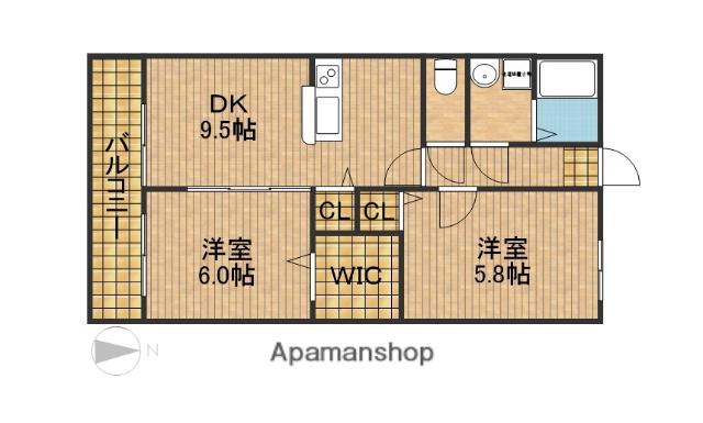 ル・コルビュジェⅡ(2DK/1階)の間取り写真