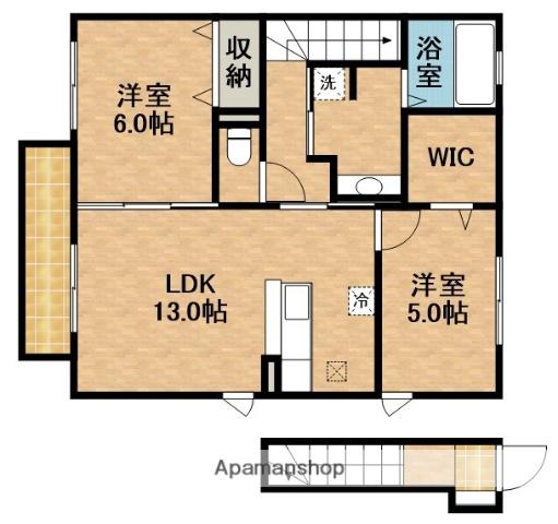 ドルチェヴィータⅡ(2LDK/2階)の間取り写真