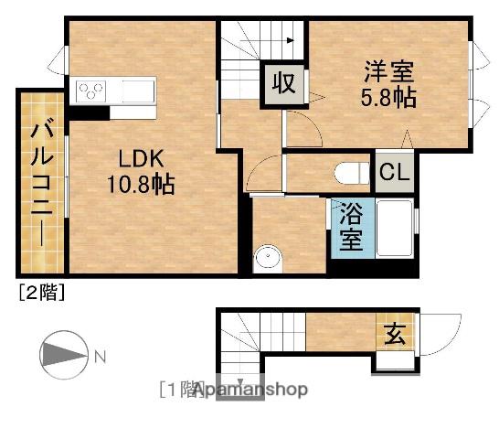 ベイサージュⅠ(1LDK/2階)の間取り写真