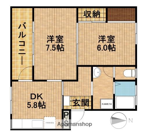 サンライズ7(2DK/4階)の間取り写真