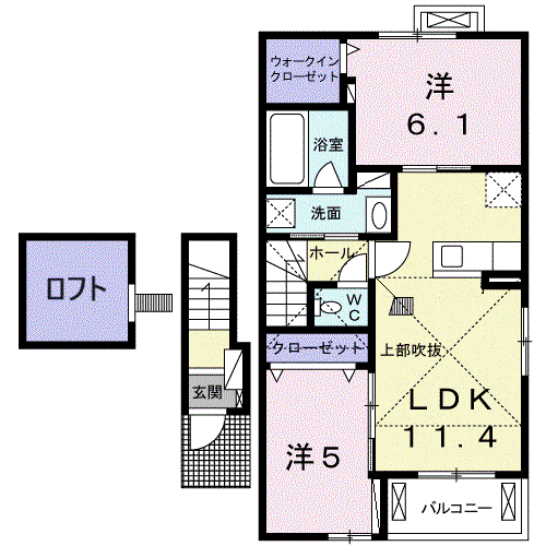 ベルフェリシア(2LDK/2階)の間取り写真
