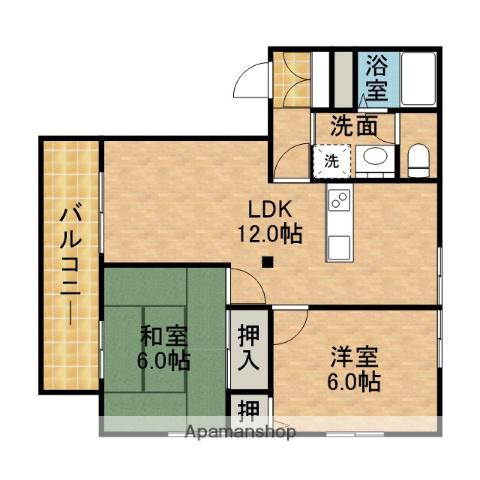 中根マンションB(2LDK/2階)の間取り写真