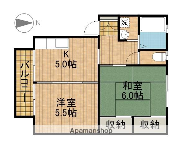 クレッシェンド(2K/2階)の間取り写真