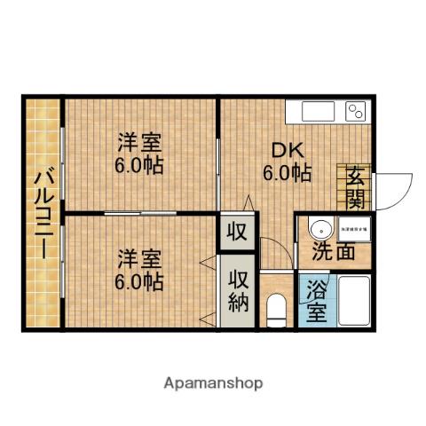 ハートランド(2DK/2階)の間取り写真